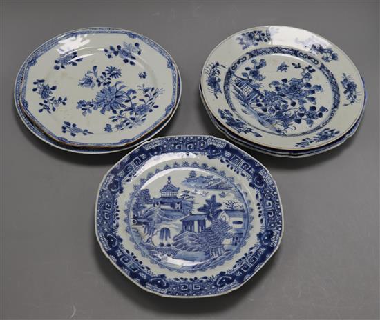 Chinese and other blue and white dishes